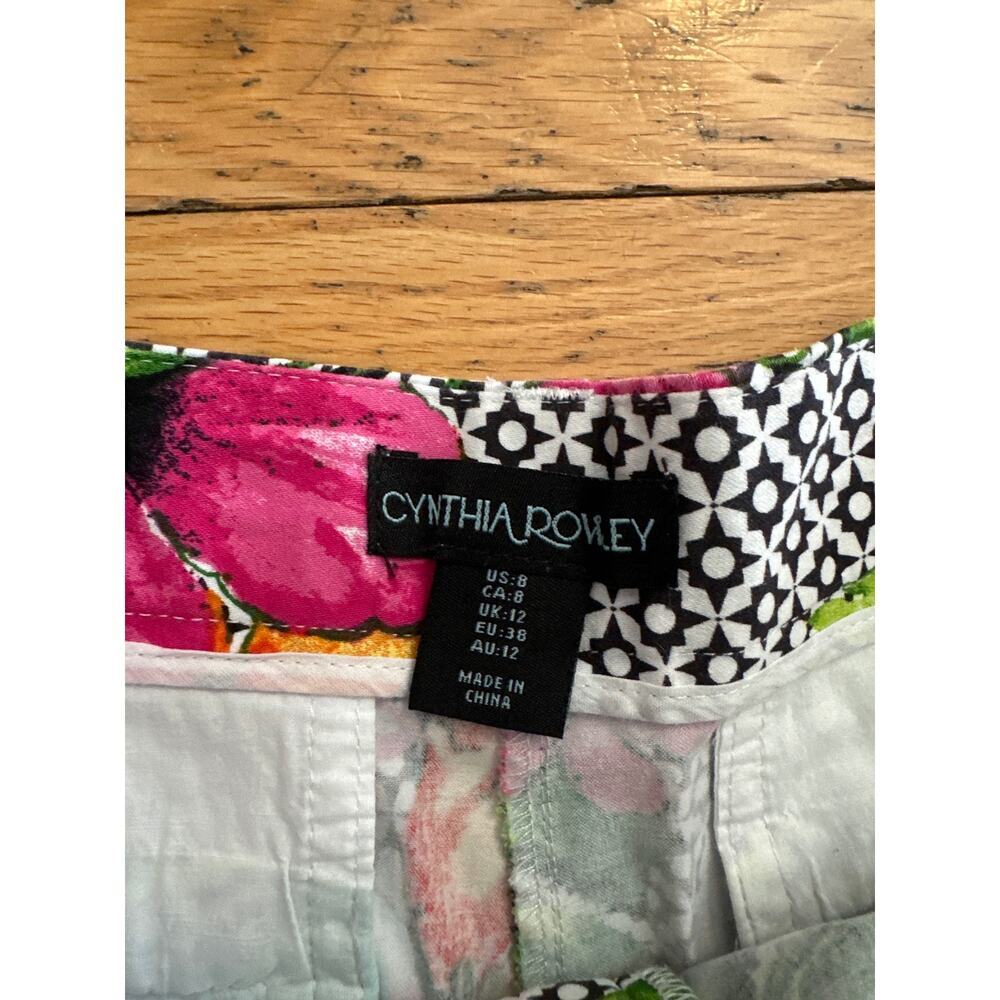 Cynthia Rowley Tropical Floral Shorts Womens Size 8 High Waist Resort Vacation - Picture 2 of 5